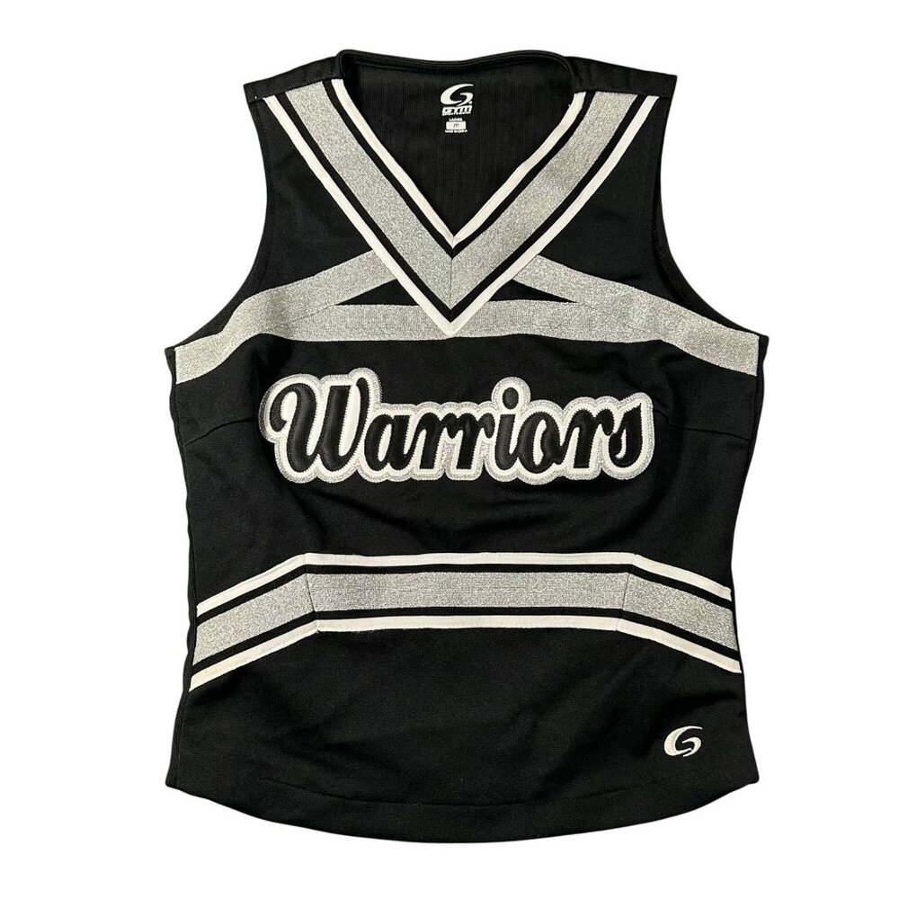 Cheerleader Uniform Top Black Silver V-Neck Warriors GTM Sportswear Medium